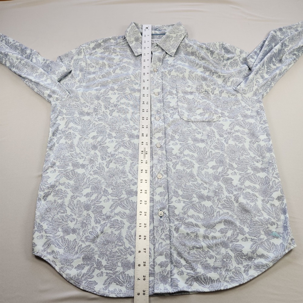 Tommy Bahama Shirt Mens Medium Gray Floral San Lucio Stretch Supima Island Zone - Picture 7 of 9